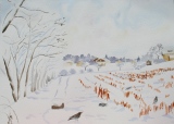 Champ et corbeaux - paysages de neige