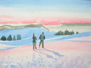 coucher de soleil au Semnoz - paysages de neige