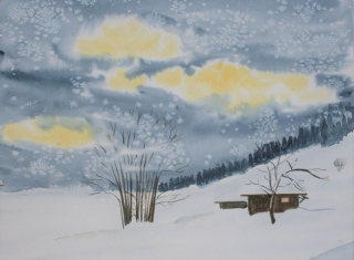 crépuscule aux Confins - paysages de neige